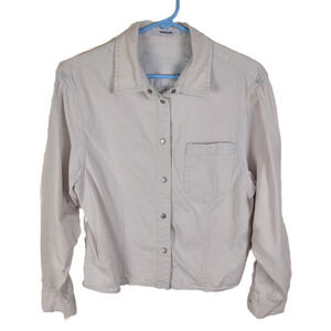 Thakoon Womens Light Wash Denim Chambray Long Sleeved Snap Button Shirt Size 8